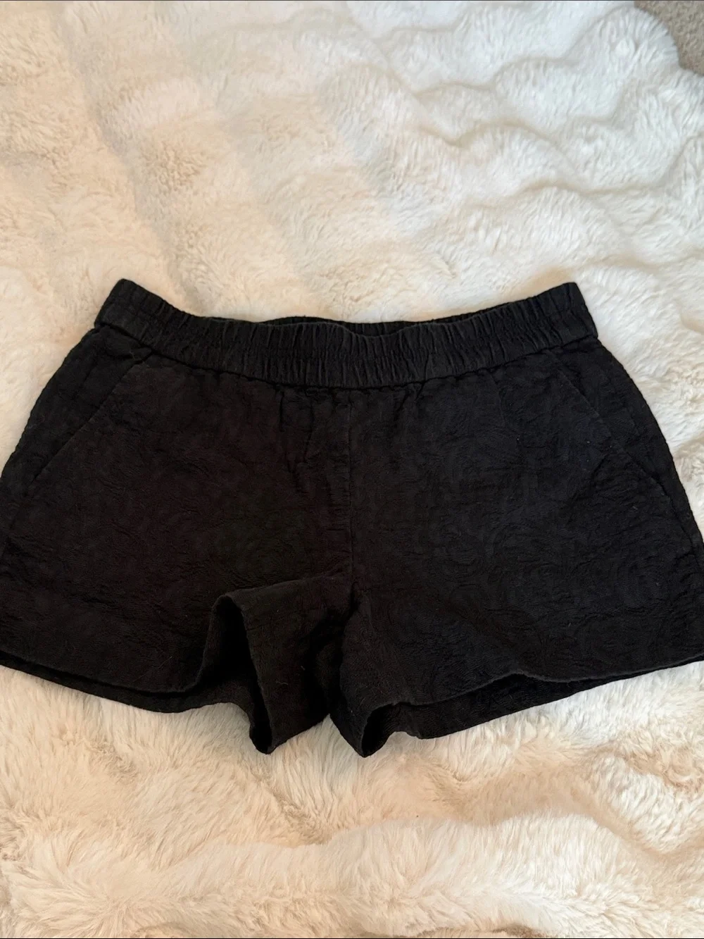 J. Crew Black Textured Elastic-Waist Athletic Shorts